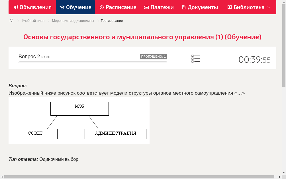 Изображенный ниже рисунок соответствует модели структуры органов местного самоуправления «…»  